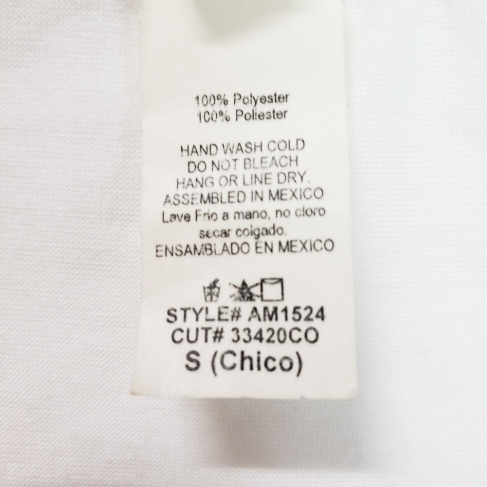 Andrea Missy White Ruffle Textured Shirt Size S Short Sleeve - Picture 5 of 5